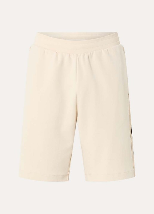 Armani Straight fit korte broek met logo - voorkant 3 gebroken wit