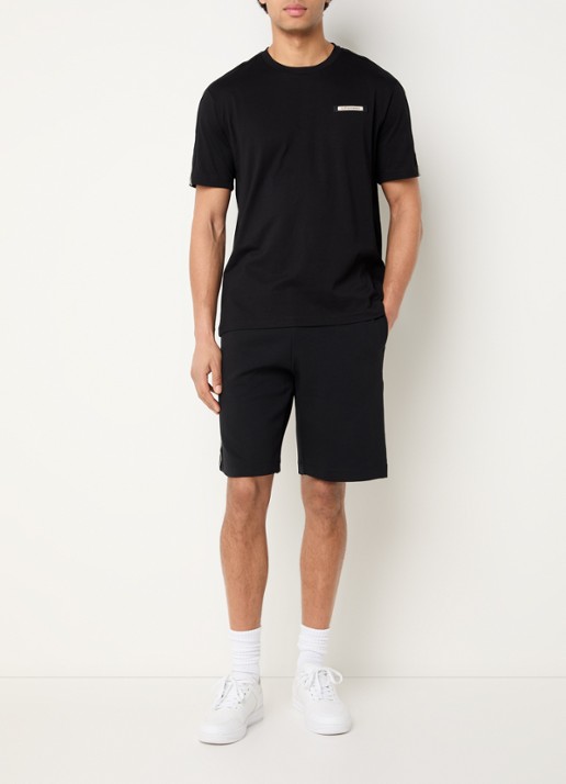 Armani Straight fit korte broek met logo - voorkant 4 zwart