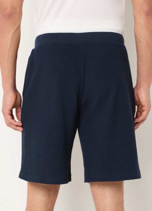 Armani Straight fit korte broek met trekkoord en steekzakken - achterkant donkerblauw