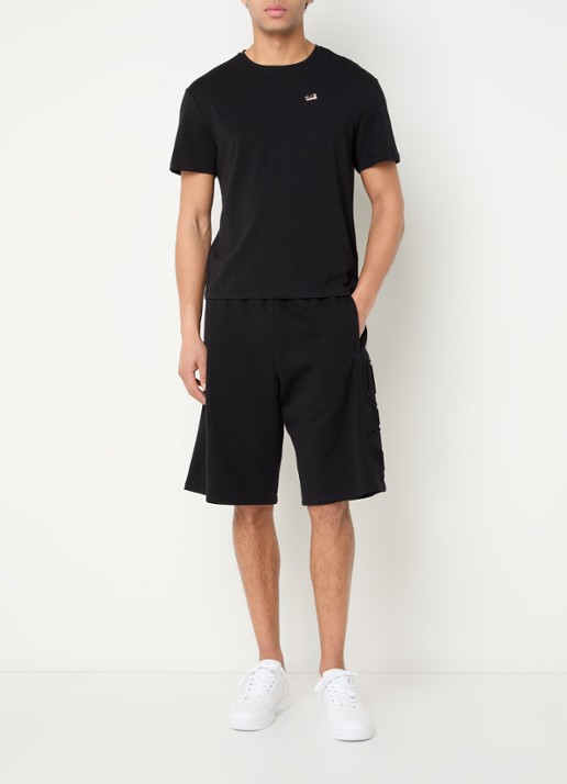 Armani Straight fit korte joggingbroek met 3D logoprint - voorkant 4 zwart