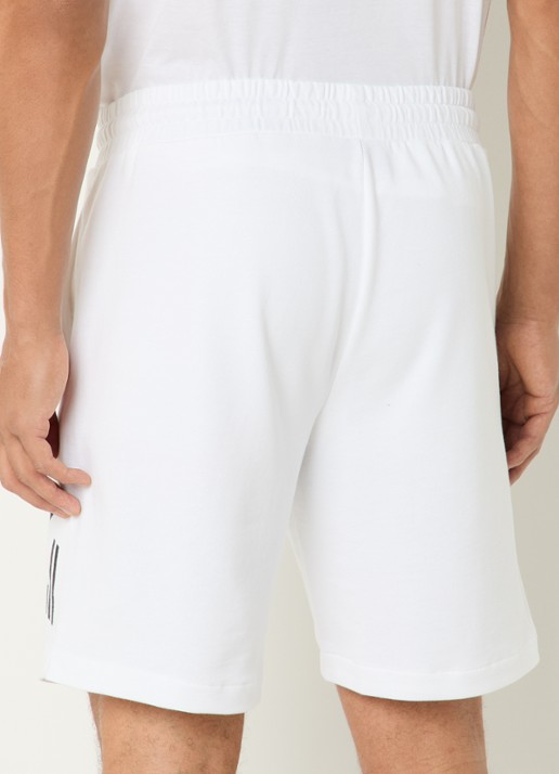 Armani Straight fit korte joggingbroek met logo en steekzakken - achterkant wit