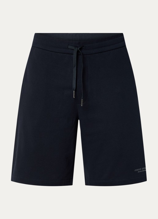 Armani Straight fit korte joggingbroek met logo - voorkant 2 donkerblauw