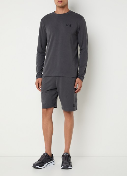 Armani Straight fit korte joggingbroek met logo  - voorkant 2 donkergrijs
