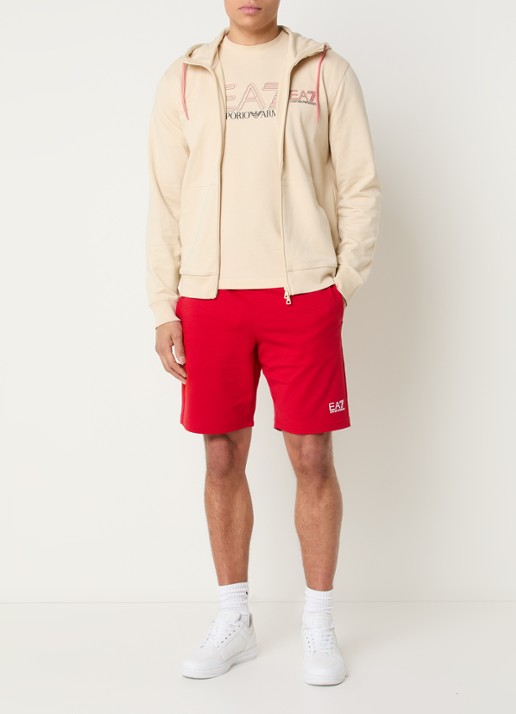 Armani Straight fit korte joggingbroek met logo  - voorkant 2 donkerrood