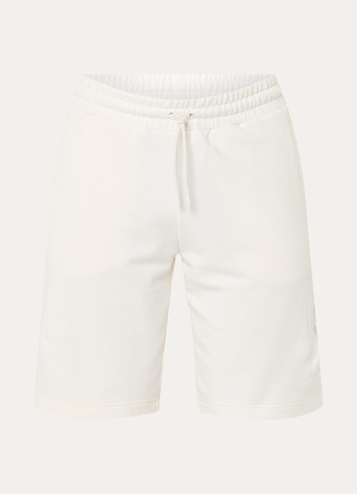 Armani Straight fit korte joggingsbroek met logo en steekzakken - voorkant 3 wit