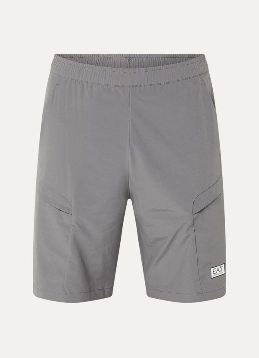 Armani Straight fit korte trainingsbroek met logo - voorkant grijs