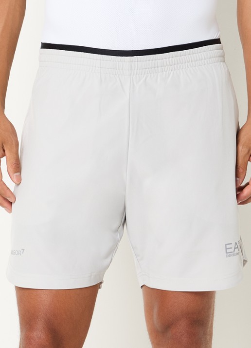 Armani Straight fit korte trainingsbroek met steekzakken - detail 4 lichtgrijs