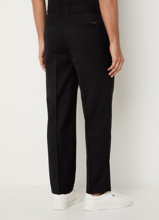 Armani Straight fit pantalon in wolblend met steekzakken - achterkant 5 zwart