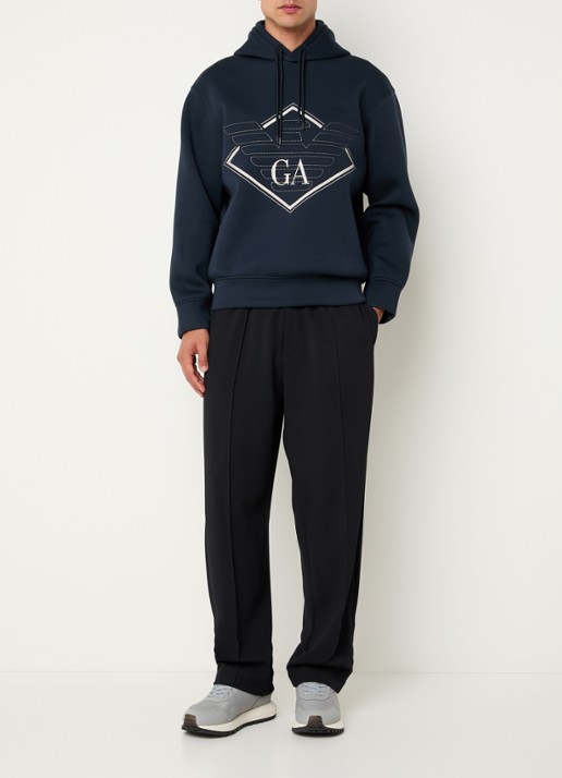 Armani Straight fit pantalon met ritszakken - voorkant 5 zwart