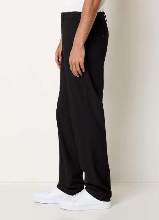Armani Straight fit pantalon met steekzakken - detail 2 zwart