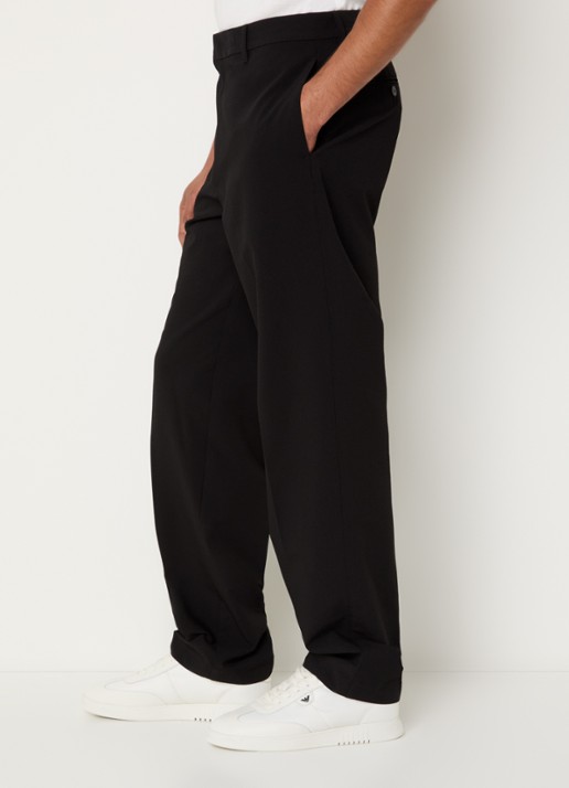 Armani Straight fit pantalon met steekzakken - detail 5 zwart
