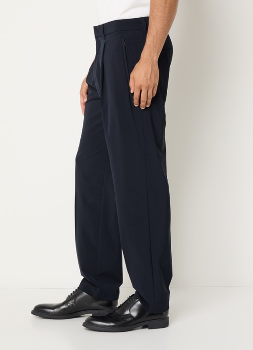Armani Straight fit pantalon met steekzakken - detail 4 donkerblauw