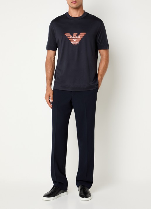 Armani Straight fit pantalon met structuur - voorkant 5 antraciet