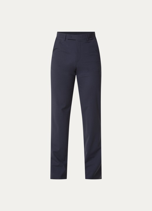 Armani Straight fit pantalon van scheerwol met steekzakken - voorkant donkerblauw