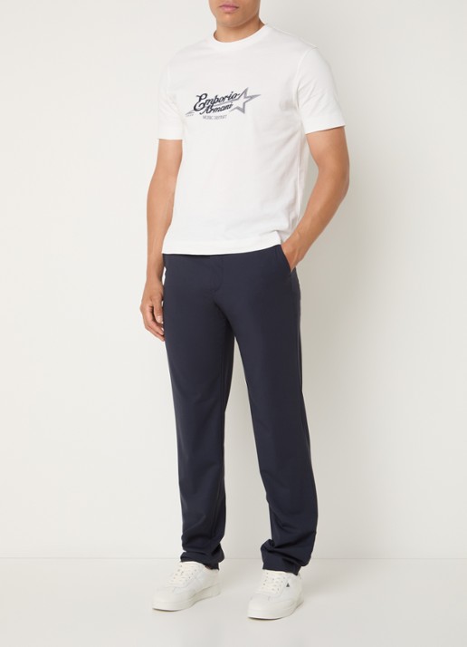Armani Straight fit pantalon van scheerwol met steekzakken - voorkant 2 donkerblauw