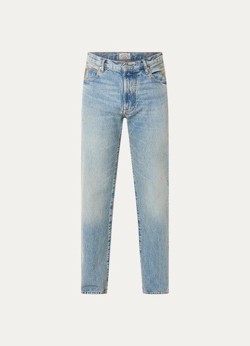 Armani Straight leg jeans met donkere wassing - voorkant lichtblauw