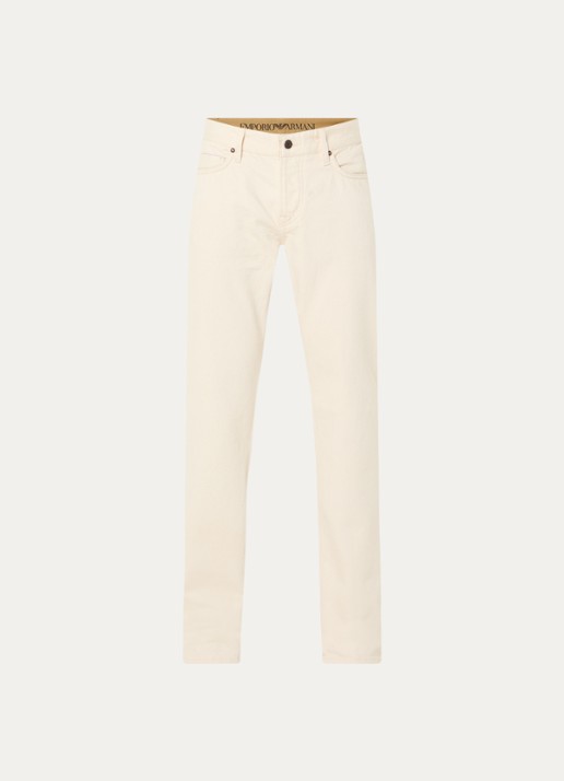 Armani Straight leg jeans met gekleurde wassing - voorkant creme