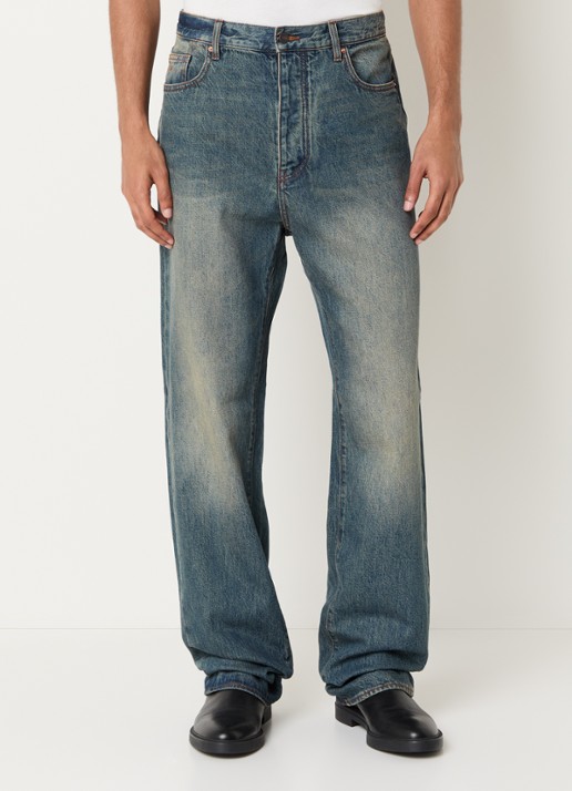 Armani Straight leg jeans met medium wassing en verwassen afwerking - detail indigo