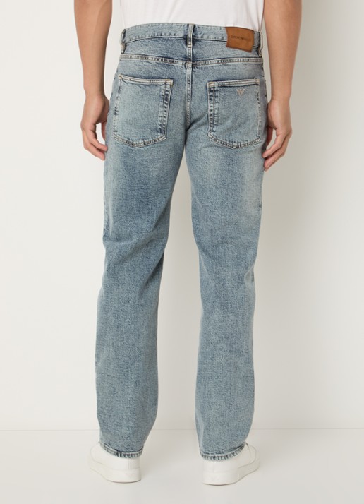 Armani Straight leg jeans met medium wassing - achterkant indigo