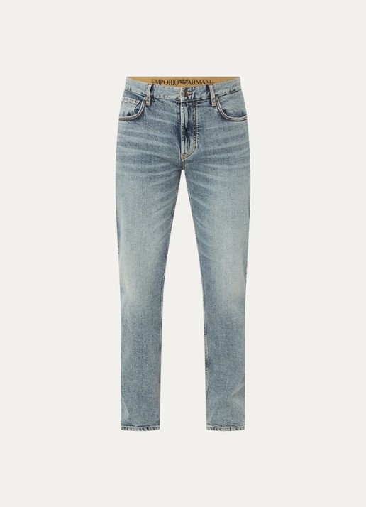 Armani Straight leg jeans met medium wassing - voorkant 2 indigo