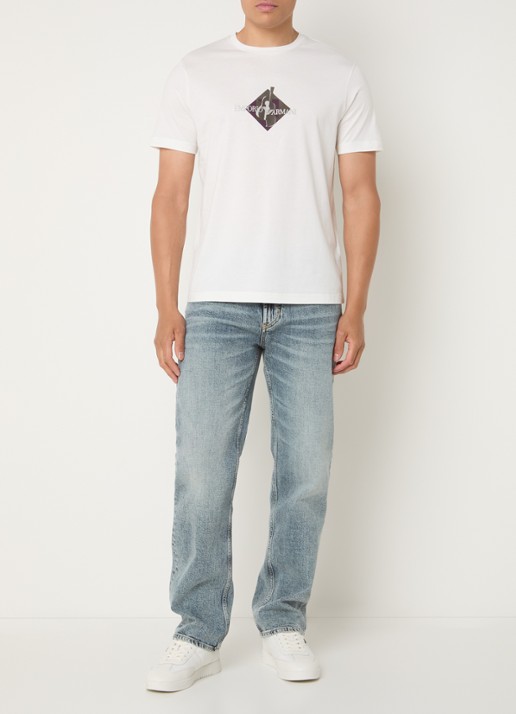 Armani Straight leg jeans met medium wassing - voorkant 3 indigo