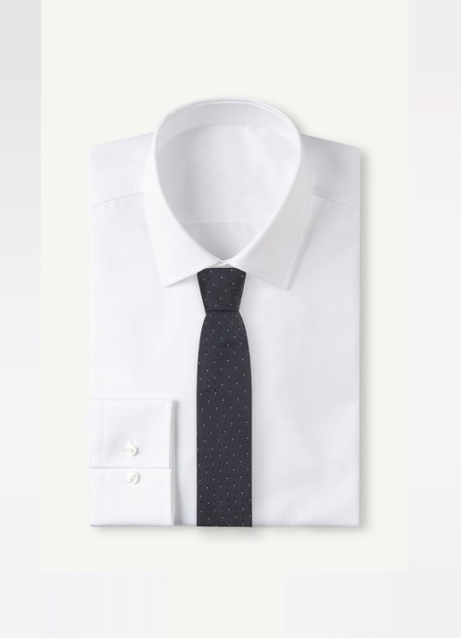 Armani Stropdas van zijde met stippenprint - voorkant 4 donkerblauw