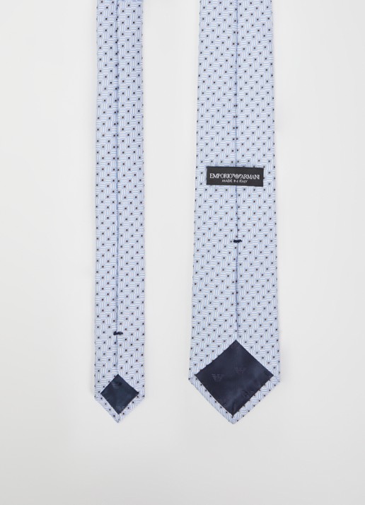 Armani Stropdas van zijde met stippenprint - detail 3 blauw