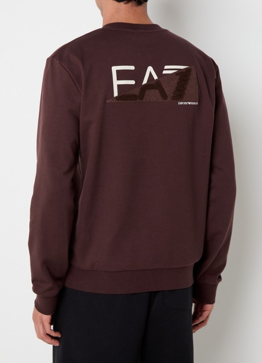 Armani Sweater met logo- en backprint - detail 3 hazelnootbruin