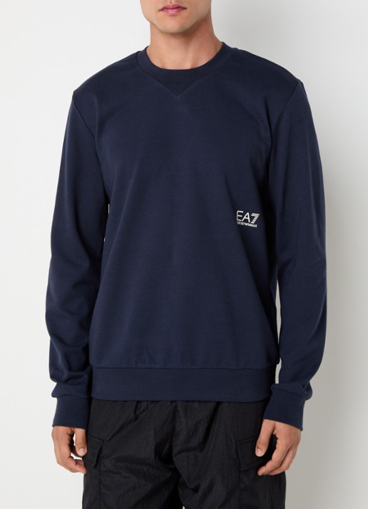 Armani Sweater met logo- en backprint - achterkant donkerblauw