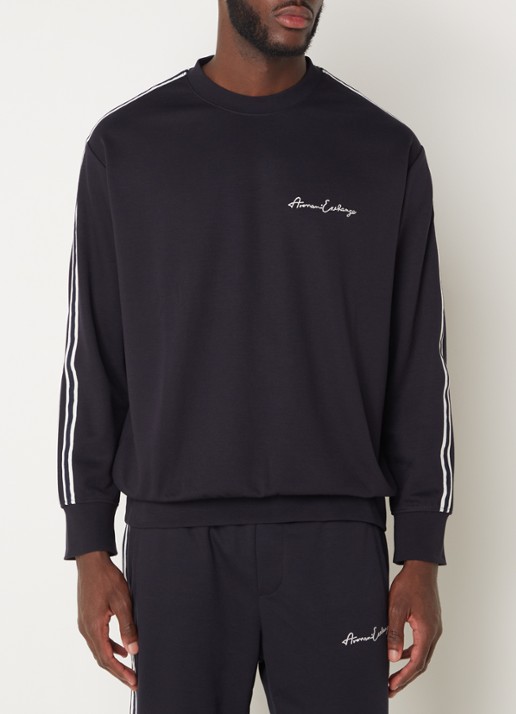 Armani Sweater met logoborduring - detail 3 donkerblauw