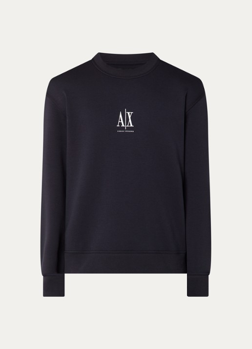 Armani Sweater met logoborduring - voorkant 3 donkerblauw