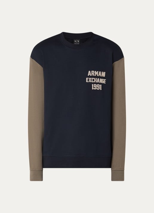Armani Sweater met logoborduring - voorkant donkerblauw