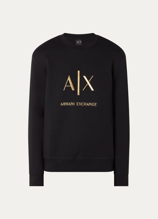 Armani Sweater met logoborduring - voorkant zwart