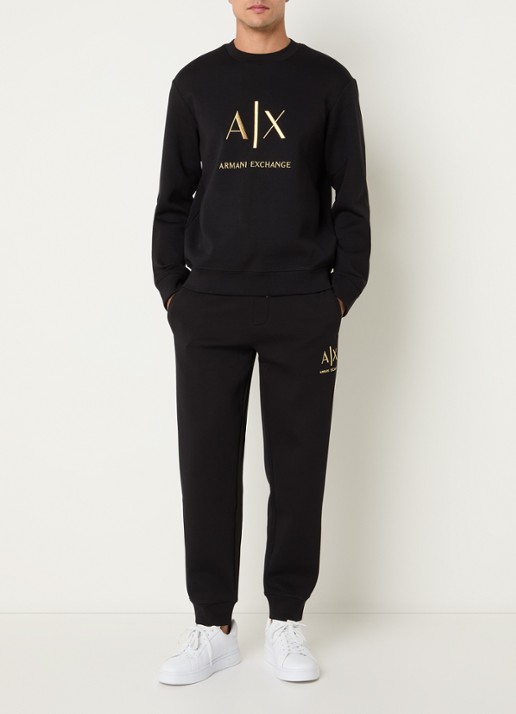 Armani Sweater met logoborduring - voorkant 2 zwart