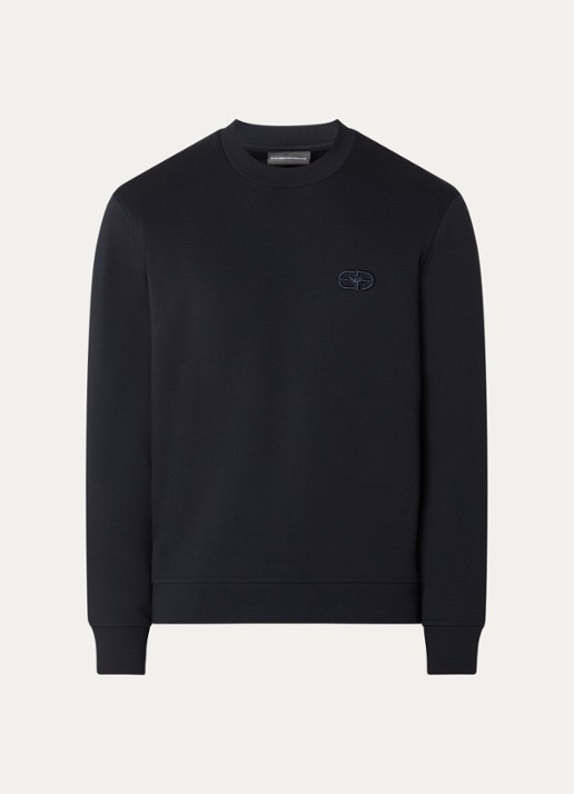 Armani Sweater met logoborduring - voorkant donkerblauw