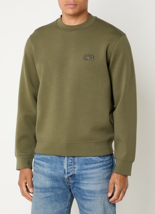Armani Sweater met logoborduring - detail mosgroen