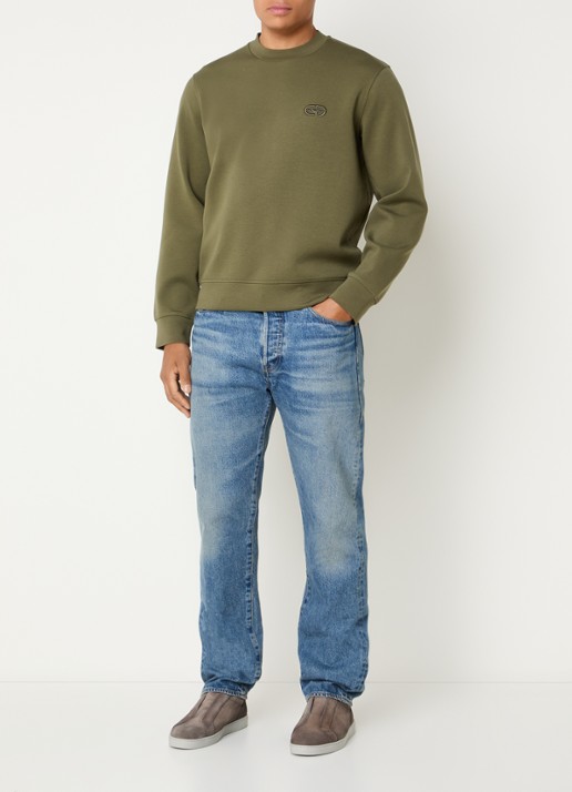 Armani Sweater met logoborduring - voorkant 4 mosgroen