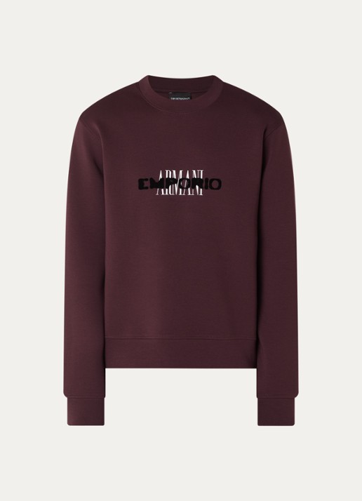 Armani Sweater met logoprint - voorkant 3 aubergine