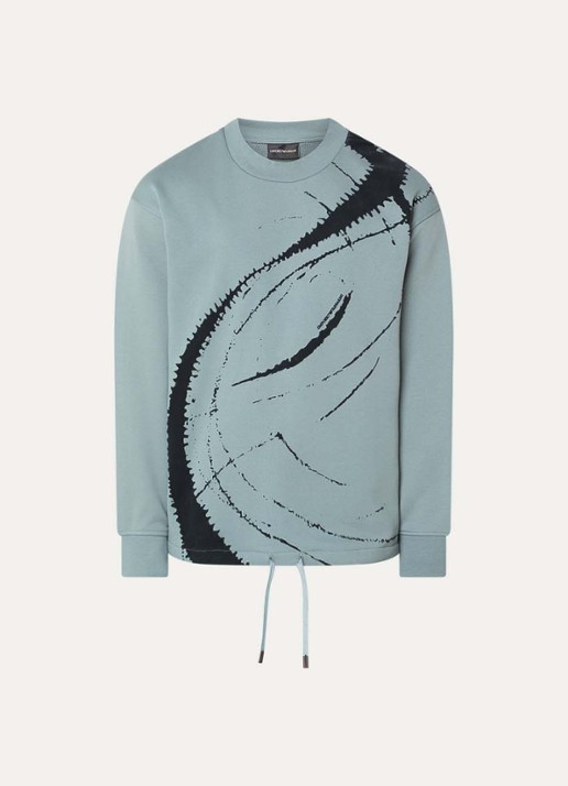 Armani Sweater met print - voorkant 2 staalblauw