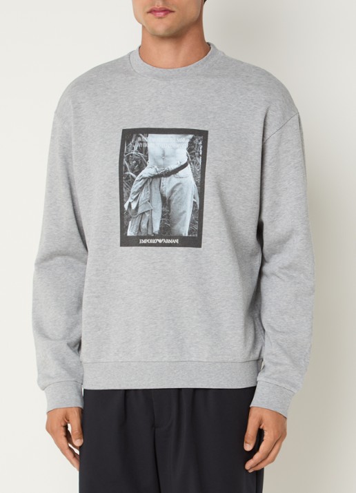 Armani Sweater met print - detail lichtgrijs