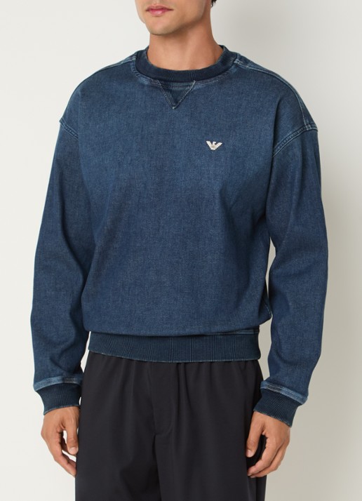 Armani Sweater van denim - detail blauw