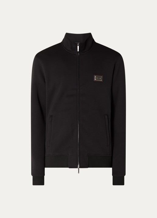 Armani Sweatvest in scheerwolblend - voorkant 2 zwart