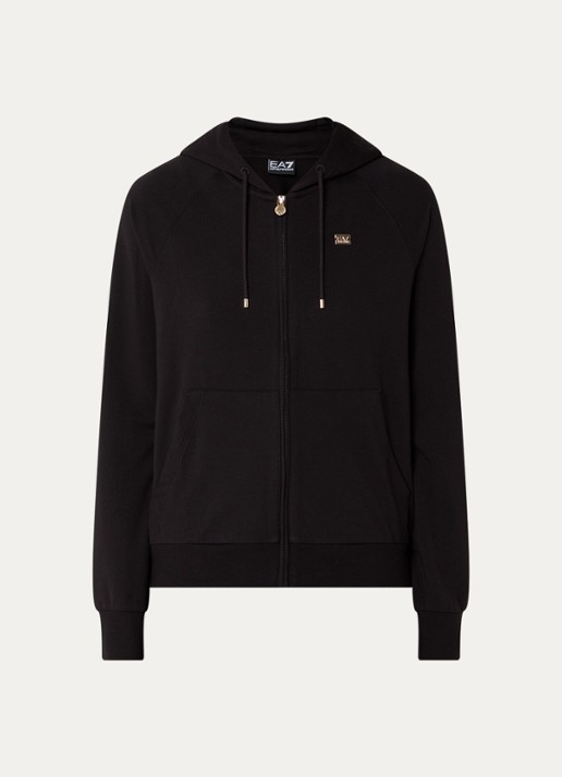 Armani Sweatvest met capuchon en logo - voorkant 4 zwart