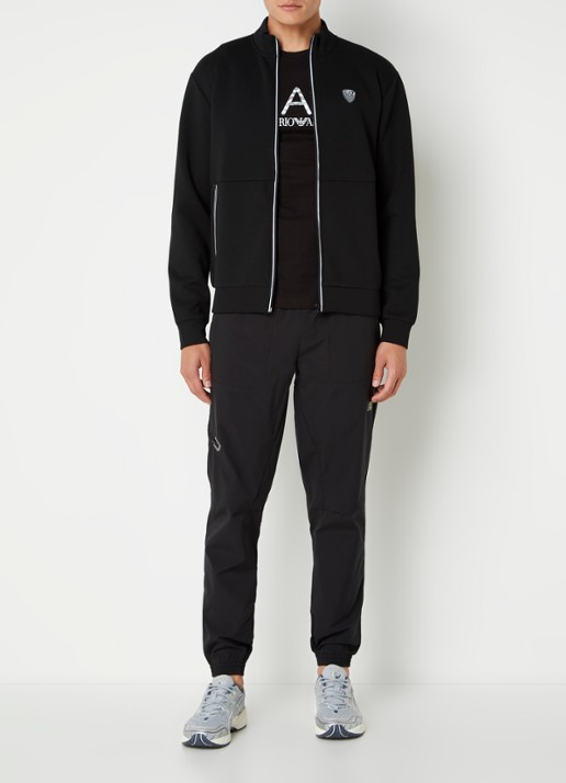 Armani Sweatvest met logo en ritszakken  - voorkant 4 zwart