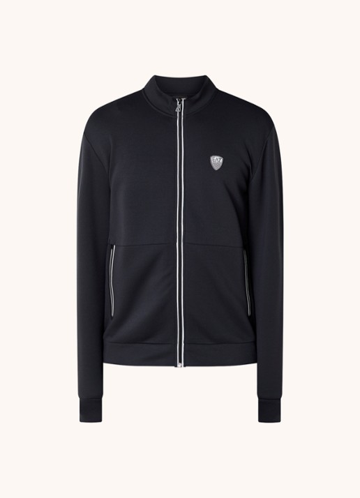 Armani Sweatvest met logo en ritszakken  - voorkant 2 donkerblauw