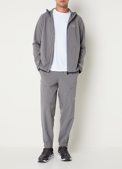 Armani Sweatvest met logo en ritszakken - voorkant 2 grijs