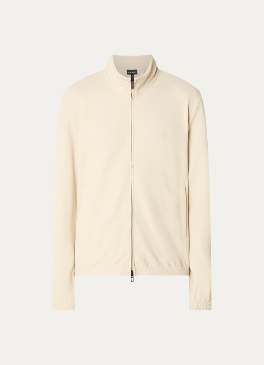 Armani Sweatvest met logo en ritszakken - voorkant 3 ivoor