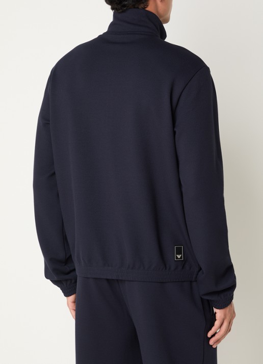 Armani Sweatvest met logo en ritszakken - achterkant donkerblauw