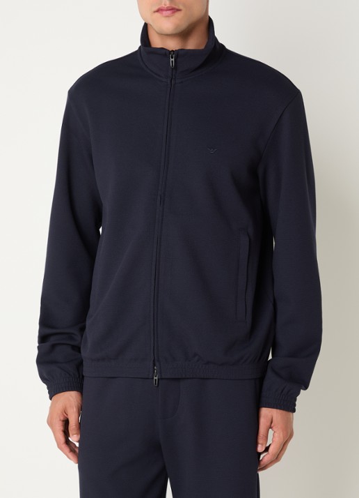 Armani Sweatvest met logo en ritszakken - detail 4 donkerblauw
