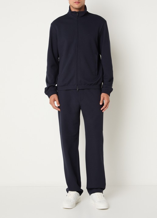 Armani Sweatvest met logo en ritszakken - voorkant 3 donkerblauw